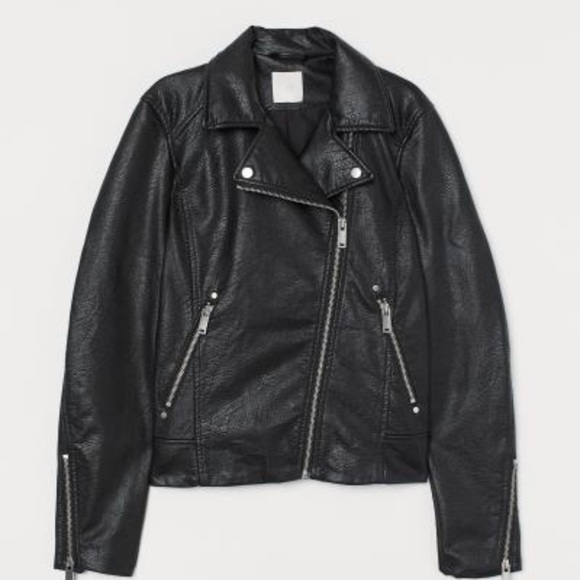 H&M Biker Vegan Leather Jacket XXS NWT - Picture 2 of 4